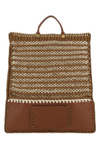 Multicolor Crochet And Leather Shopping Bag - Valentino Garavani - Modalova