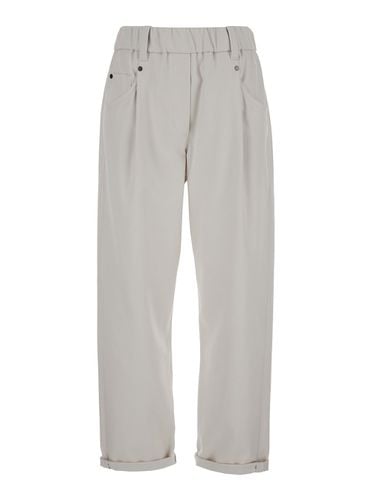 Pants With Elastic Waistband And Cuffs In Stretch Cotton Woman - Brunello Cucinelli - Modalova