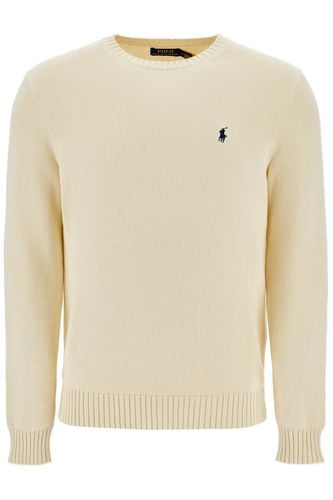 Cream Cotton Sweater With Embroidered Logo - Polo Ralph Lauren - Modalova