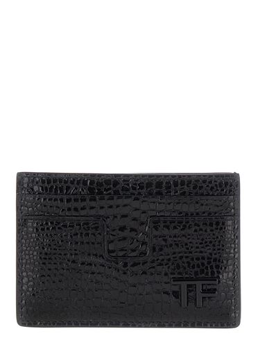 Card-holder With Tf Logo Detail In Croco Printed Leather Man - Tom Ford - Modalova