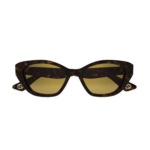 Gg1638s Linea Lettering 002 Havana Gold Sunglasses - Gucci Eyewear - Modalova
