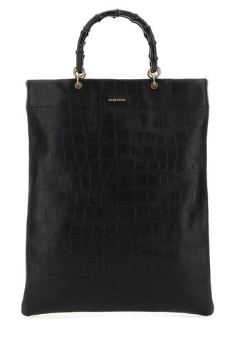 Black Leather Medium Shopping Bag - Jil Sander - Modalova