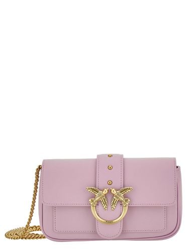 Love One Pocket Light Purple Shoulder Bag With Logo Detail In Smooth Leather Woman - Pinko - Modalova