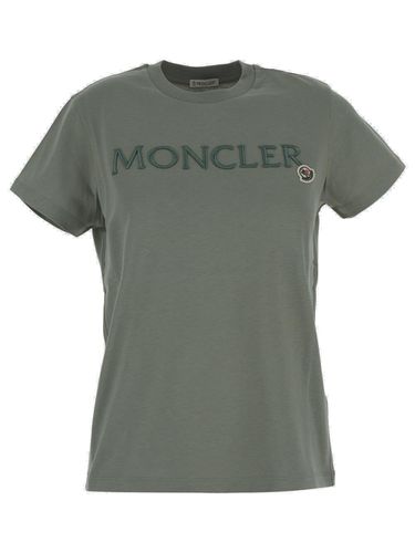 Logo Embroidered Crewneck T-shirt - Moncler - Modalova