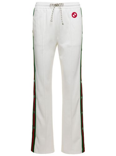 Tennis Club Jogger Pants With Snap Buttons And Web Detail In Tech Jersey Woman - Gucci - Modalova