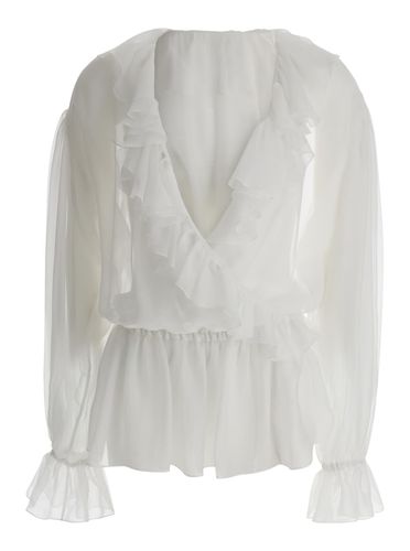 Cropped Blouse With Ruffles Trim In Silk Woman - Dolce & Gabbana - Modalova