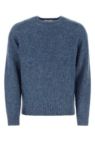 Melange Blue Wool Shaggy Sweater - The Harmony - Modalova