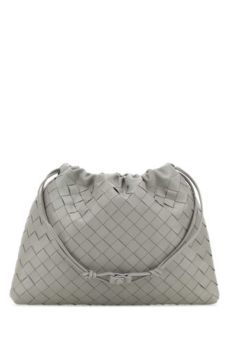 Light Grey Leather Medium Clutch - Bottega Veneta - Modalova