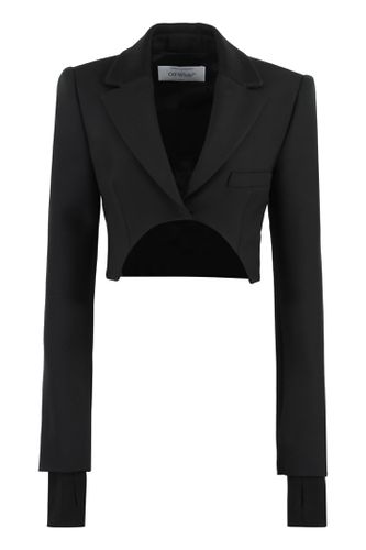 Black Asymmetric Crop Blazer - Off-White - Modalova