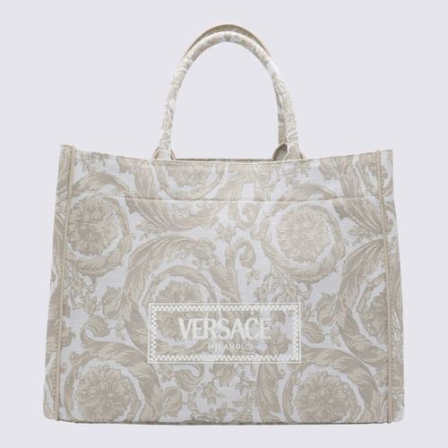 Beige And White Canvas Athena Handle Bag - Versace - Modalova