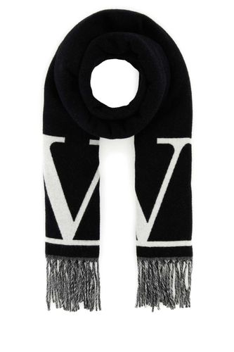 Black Wool Blend Scarf - Valentino Garavani - Modalova