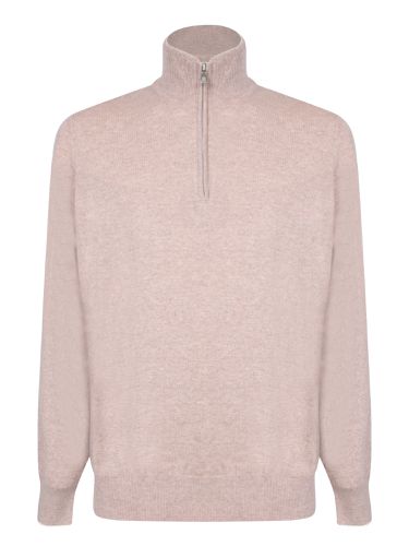 Taupe Cashmere Mid Zip Sweater - Brunello Cucinelli - Modalova