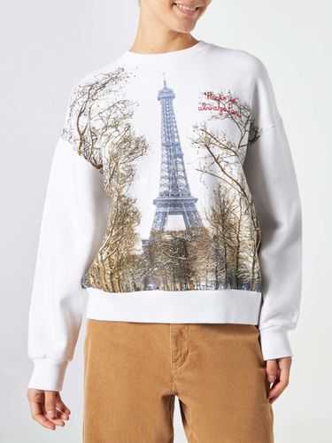 Woman Fleece Sweatshirt With Paris Postcard Print - MC2 Saint Barth - Modalova