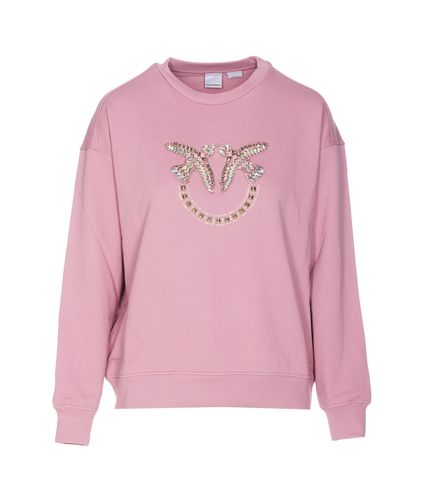 Sweatshirt With Love Birds Embroidery - Pinko - Modalova