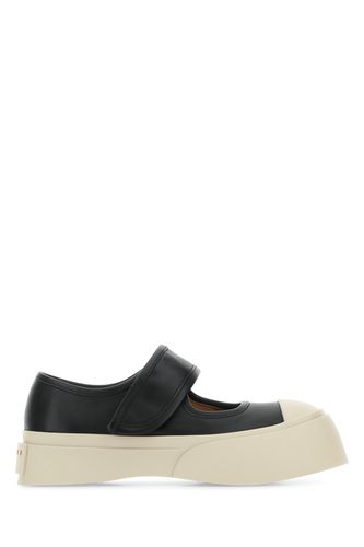 Navy Blue Leather Mary Jane Sneakers - Marni - Modalova