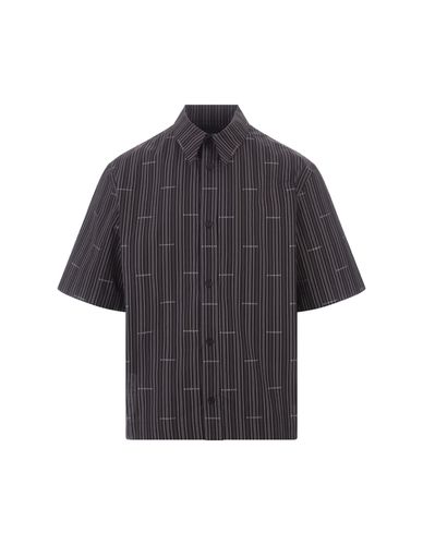 Black And Striped Shirt With All-over Logo - Givenchy - Modalova