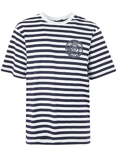 T-shirt Striped Jersey Fabric + Embroidered Nautical Emblem - Versace - Modalova