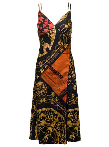 Midi Dress With Double Straps And Ornament Jewelry Print In Silk Woman - Marine Serre - Modalova