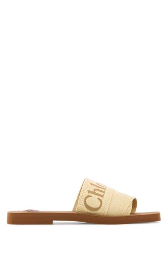 Chloé Cream Linen Woody Slippers - Chloé - Modalova