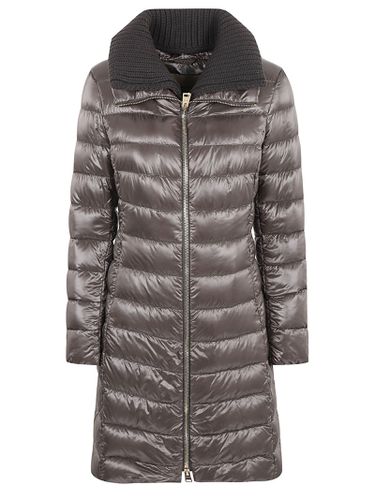 Woven Collar Long Padded Jacket - Herno - Modalova