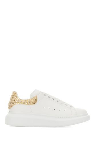 White Leather Sneakers With Platinum Rhinestones Heel - Alexander McQueen - Modalova