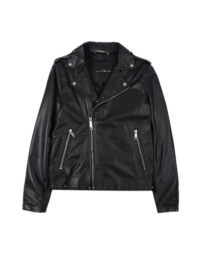 Leather Jacket With Applications On The Back - John Richmond - Modalova