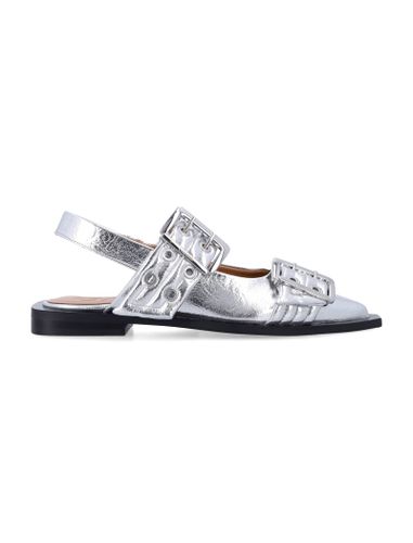 Metallic Feminine Buckle Ballerinas - Ganni - Modalova