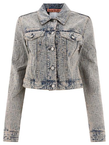 Monogram Jacquard Cropped Denim Jacket - Acne Studios - Modalova