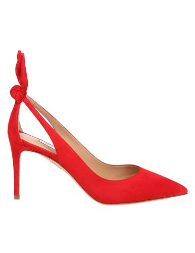 Red Suede Bow Tie Pump 85 Pumps - Aquazzura - Modalova