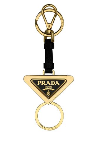 Black Metal And Leather Key Ring - Prada - Modalova