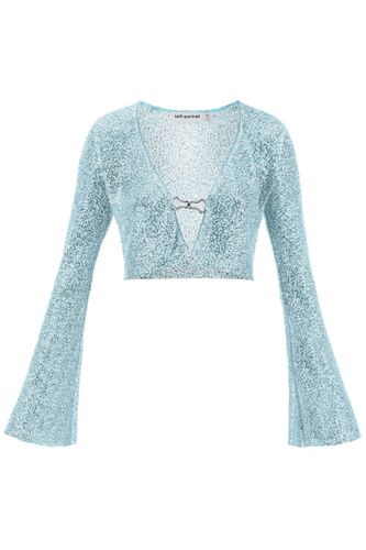 Aquamarine Polyamide Cardigan - self-portrait - Modalova