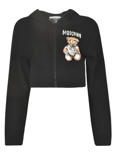 Cropped Sweatshirt With Teddy Bear Logo - Moschino - Modalova