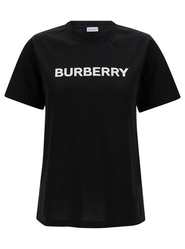 Crewneck T-shirt With Contrasting Logo Print In Cotton Woman - Burberry - Modalova
