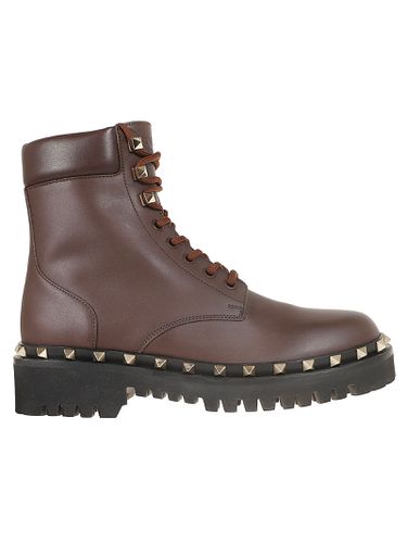 Combat Boot Rockstud T. 25/50 Platinum Studs/rs - Valentino Garavani - Modalova