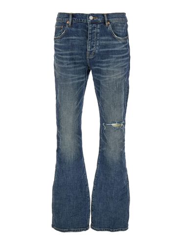 Flared Jeans With Faded Effect In Cotton Denim Man - Purple Brand - Modalova