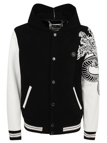 Ready To Wceoallrege Bomber With Leather Sleeves Monogram - Philipp Plein - Modalova