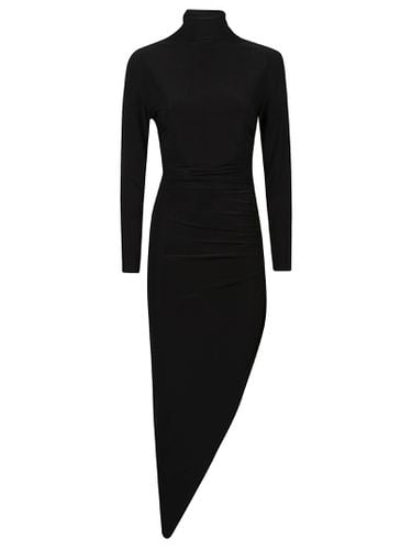 Long Sleeve Turtle Neck Side Drape Dress - Norma Kamali - Modalova