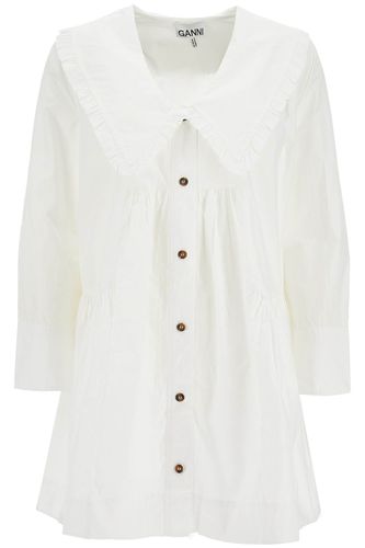 Ganni Mini Cotton Poplin Dress In 9 - Ganni - Modalova