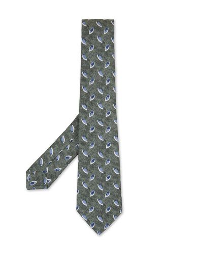 Tie With Red Leaves Pattern - Kiton - Modalova