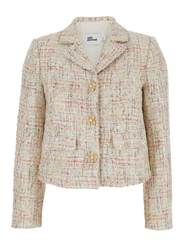 Crop Jacket With Jewel Buttons In Tweed Woman - self-portrait - Modalova