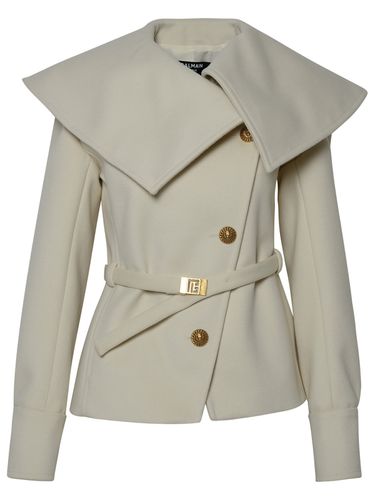 Balmain Cream Wool Short Coat - Balmain - Modalova