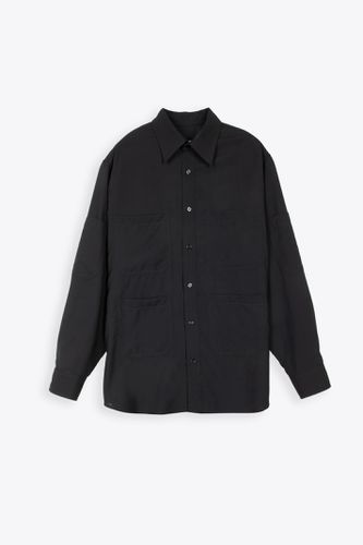 Camicia A Maniche Lunghe Black wool shirt with front pockets - MM6 Maison Margiela - Modalova