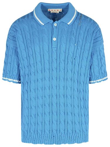 Polo Shirt In Light Blue Cotton - Marni - Modalova