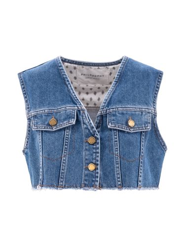 Denim Crop Vest - Philosophy di Lorenzo Serafini - Modalova