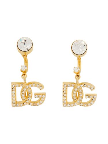 Dg Logo Earrings With Rhinestones - Dolce & Gabbana - Modalova