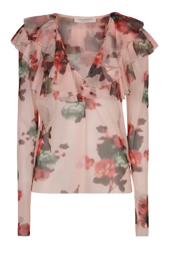 Printed Frill Blouse - Philosophy di Lorenzo Serafini - Modalova