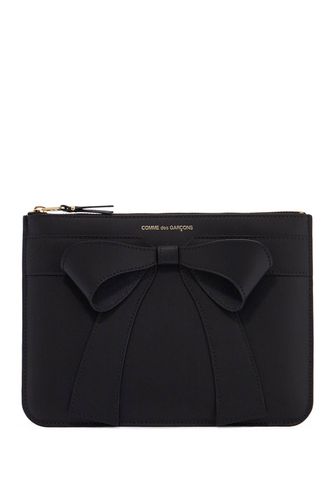 Black Leather Wallet With Bow Unisex - Comme des Garçons Wallet - Modalova