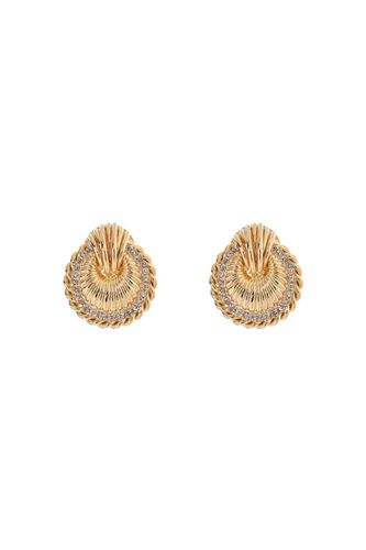 Gold Shell Earrings With Crystals - Alessandra Rich - Modalova