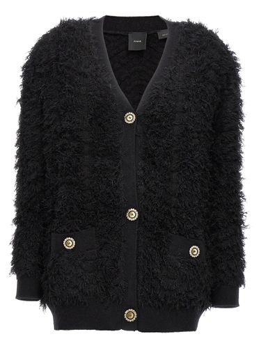 Crystal Buttons Fur Applique Cardigan - Pinko - Modalova