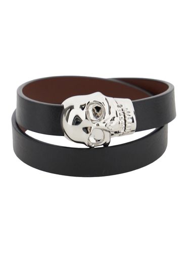 Bracelet With Skull Detail In Brass And Leather Man - Alexander McQueen - Modalova